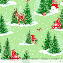 Load image into Gallery viewer, QT Fabrics - Gnome for the Holidays - Pine Trees - Lt Green - 1/2 YARD CUT