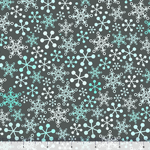 Load image into Gallery viewer, QT Fabrics Gnome for the Holidays - Snowflakes - Slate - 1/2 YARD CUT