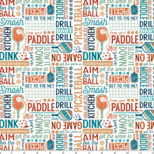 Load image into Gallery viewer, P&B Textiles - Pickleball Champ - 4-Way Text White - 1/2 YARD CUT