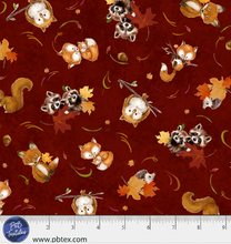 Load image into Gallery viewer, P&B Textiles - Fall Friends - Tossed Forest Friends Brown - 1/2 YARD CUT
