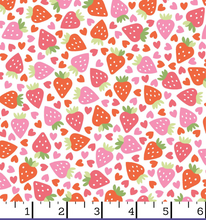 Load image into Gallery viewer, Maywood Studios - Kimberbell - Sweet Shoppe - Strawberries and Hearts - 1/2 YARD CUT