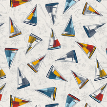 Load image into Gallery viewer, Paintbrush Studio - Sailor's Life for Me - Sailboat Toss - 1/2 YARD CUT