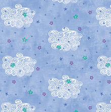 Load image into Gallery viewer, Benartex - Dreamers - Fantasy Clouds Light Royal - 1/2 YARD CUT