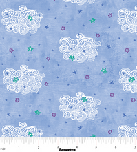 Load image into Gallery viewer, Benartex - Dreamers - Fantasy Clouds Light Royal - 1/2 YARD CUT