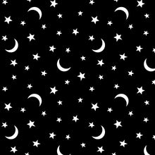 Load image into Gallery viewer, Benartex - Black & Boo - Little Stars & Moons - Black - 1/2 YARD CUT
