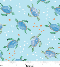 Load image into Gallery viewer, Benartex - Swim with Me - Sea Turtles - 1/2 YARD CUT