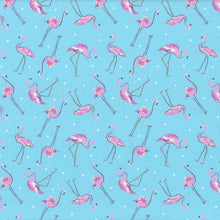 Load image into Gallery viewer, Benartex - Tropical Splash - Flamingo Friends - Light Blue - 1/2 YARD CUT