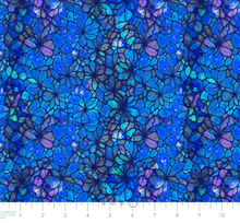 Load image into Gallery viewer, Camelot - Sonny in the Sunflowers - Stained Glass Petals - Blue - 1/2 YARD CUT