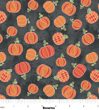 Load image into Gallery viewer, Benartex - Hello Pumpkin - Harvest Dark Grey - 1/2 YARD CUT