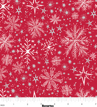 Load image into Gallery viewer, Benartex - Magical Season - Snow Frost - Red - 1/2 YARD CUT