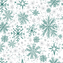 Load image into Gallery viewer, Benartex - Magical Season - Snow Frost - White/Teal - 1/2 YARD CUT
