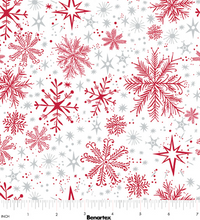 Load image into Gallery viewer, Benartex - Magical Season - Snow Frost - White/Red - 1/2 YARD CUT