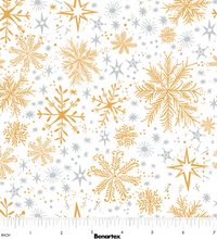 Load image into Gallery viewer, Benartex - Magical Season - Snow Frost - White/Gold - 1/2 YARD CUT