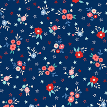 Load image into Gallery viewer, Kimberbell - Star-Spangled Beauty - Navy Bouquets - 1/2 YARD CUT
