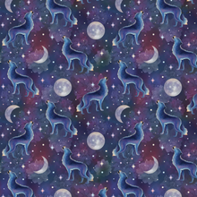 Load image into Gallery viewer, Camelot - Celeste - Lunar Wolves - Navy - 1/2 YARD CUT