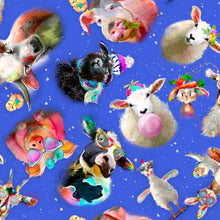 Load image into Gallery viewer, 3 Wishes - Back to the Farm - Blue Tossed Animals - 1/2 YARD CUT