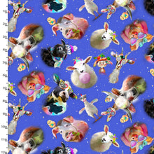 Load image into Gallery viewer, 3 Wishes - Back to the Farm - Blue Tossed Animals - 1/2 YARD CUT