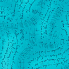 Load image into Gallery viewer, QT Fabrics - Amazing Grace - Lyrics & Music Turquoise - 1/2 YARD CUT