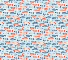 Load image into Gallery viewer, 3 Wishes - Ahoy Mate - Playful Fishy Friends - 1/2 YARD CUT