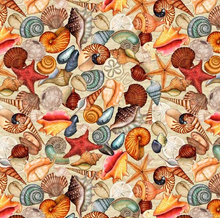 Load image into Gallery viewer, QT Fabrics - Endless Blues - Packed Seashells - 1/2 YARD CUT
