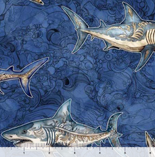 Load image into Gallery viewer, QT Fabrics - Atlantis - Shark Toss Ocean - 1/2 YARD CUT