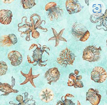 Load image into Gallery viewer, QT Fabrics - Atlantis - Sea Creature Toss Turquoise - 1/2 YARD CUT