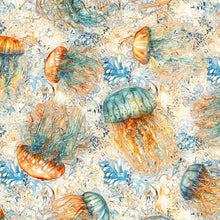 Load image into Gallery viewer, QT Fabrics - Atlantis - Jellyfish Cream - 1/2 YARD CUT
