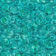 Load image into Gallery viewer, QT Fabrics - Oceana - Waves Turquoise - 1/2 YARD CUT