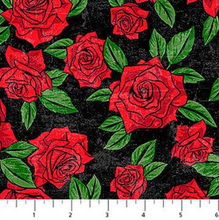 Load image into Gallery viewer, Northcott - Till Death Us Do Part - Red Roses - 1/2 YARD CUT