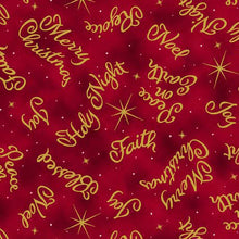 Load image into Gallery viewer, QT Fabrics - A King is Born - Words Red - 1/2 YARD CUT