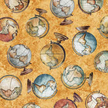 Load image into Gallery viewer, QT Fabrics - Globetrotter - Globes Apricot - 1/2 YARD CUT