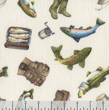 Load image into Gallery viewer, Wilmington Prints - Reeled In - Miscellaneous Toss - Cream - 1/2 YARD CUT