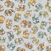 Load image into Gallery viewer, QT Fabrics - Kindred Spirits - Tossed Elephants Gray - 1/2 YARD CUT