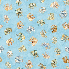 Load image into Gallery viewer, QT Fabrics - Kindred Spirits - Baby Elephants Blue - 1/2 YARD CUT