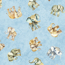 Load image into Gallery viewer, QT Fabrics - Kindred Spirits - Baby Elephants Blue - 1/2 YARD CUT