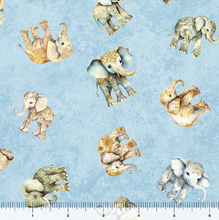 Load image into Gallery viewer, QT Fabrics - Kindred Spirits - Baby Elephants Blue - 1/2 YARD CUT