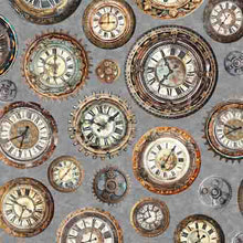 Load image into Gallery viewer, QT Fabrics - Like Clockwork - Clocks - 1/2 YARD CUT