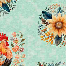 Load image into Gallery viewer, QT Fabrics - Poultry in Motion - Roosters and Sunflowers - 1/2 YARD CUT