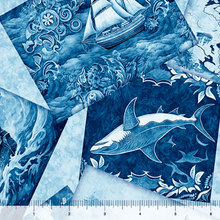 Load image into Gallery viewer, QT Fabrics - Ocean Blues - Nautical Motif Overlapping Pattern - Blue - 1/2 YARD CUT