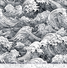Load image into Gallery viewer, QT Fabrics - Ocean Blues - Ocean Waves Charcoal - 1/2 YARD CUT