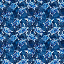 Load image into Gallery viewer, QT Fabrics - Ocean Blues - Sea Turtles Navy - 1/2 YARD CUT