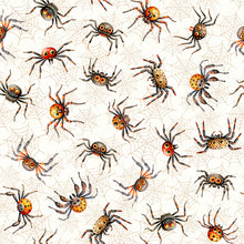 Load image into Gallery viewer, QT Fabrics - Jeepers Creepers - Spiders - Cream - 1/2 YARD CUT