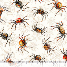 Load image into Gallery viewer, QT Fabrics - Jeepers Creepers - Spiders - Cream - 1/2 YARD CUT