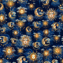 Load image into Gallery viewer, QT Fabrics - Bohemian Sunrise - Celestial Sky Midnight - 1/2 YARD CUT