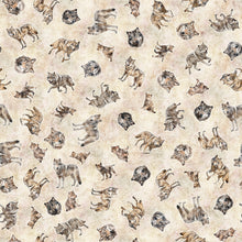 Load image into Gallery viewer, QT Fabrics - Running with the Pack - Tossed Wolves - 1/2 YARD CUT