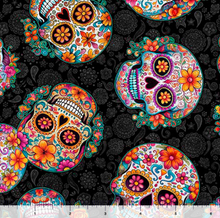 Load image into Gallery viewer, QT Fabrics - Skullduggery - Sugar Skulls Toss - 1/2 YARD CUT