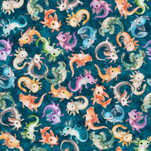 Load image into Gallery viewer, QT Fabrics - QT Cuties 2 - A Lotta Axolotl Teal - 1/2 YARD CUT