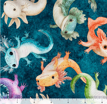 Load image into Gallery viewer, QT Fabrics - QT Cuties 2 - A Lotta Axolotl Teal - 1/2 YARD CUT