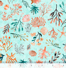 Load image into Gallery viewer, QT Fabrics - QT Cuties 2 - Coral Aqua - 1/2 YARD CUT