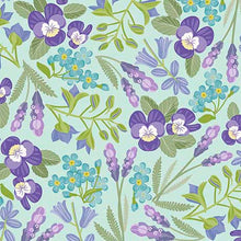 Load image into Gallery viewer, QT Fabrics - Easter Garden - Spring Floral - Aqua - 1/2 YARD CUT